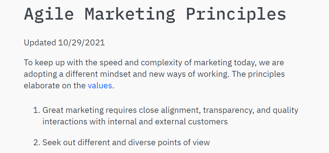 Agile Marketing Principles Updated